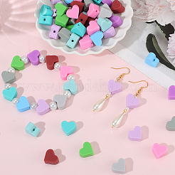 100 шт. 10-х цветные бусины из пищевого силикона в форме сердца&nbsp;SIL-PA0001-09A