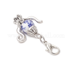 Подвеска для чайника из фарфора и сплава в тибетском стиле с цветочным принтом ручной работы&nbsp;HJEW-JM03670