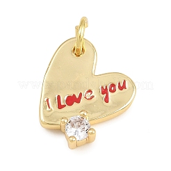 Breloques en laiton zircon cubique transparent&nbsp;KK-CBACF03-04G-C