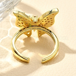 Кольца-манжеты для пальцев из латуни с микропаве из кубического циркония для женщин&nbsp;RJEW-M028-25G-07