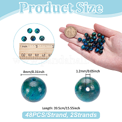 2 нити окрашенных натуральных бусин тигрового глаза&nbsp;G-UN0001-36