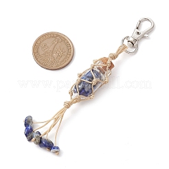 Botella de deseos de vidrio dentro de la bolsa de chips de piedras preciosas de chakra decoraciones colgantes&nbsp;HJEW-JM01912