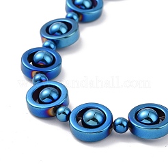 Collier de perles de colonne en hématite synthétique et laiton avec fermoirs magnétiques&nbsp;NJEW-G047-01B