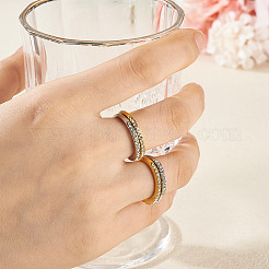 2 bague en alliage bicolore avec strass en cristal&nbsp;RJEW-TADJ0001-01A