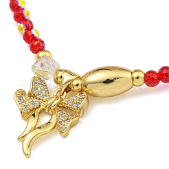 Латунь и стекло с покрытием стойки растягивающиеся браслеты&nbsp;BJEW-B106-04G-04