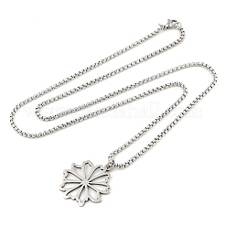 Collane a catena a scatola con ciondolo a forma di fiore di margherita tagliato al laser in acciaio inossidabile 201 per donna&nbsp;NJEW-Q004-05P