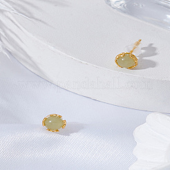 1 пара серег-гвоздиков из латуни с имитацией нефрита&nbsp;EJEW-LP0003-44