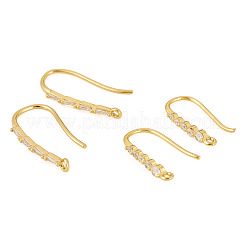 4 шт. 2 стиля латунных крючков для сережек с микропаве из прозрачного кубического циркония&nbsp;KK-TA0003-30