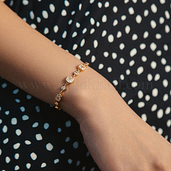 Браслеты-цепочки из латуни с прозрачными кубическими циркониями для женщин&nbsp;FS-WG70203-01