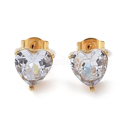 6 par de aretes de circonita cúbica con forma de corazón de 2 colores&nbsp;EJEW-A024-15A