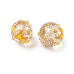 Светящиеся стеклянные бусины ручной работы с эмалью золотого песка&nbsp;LAMP-U004-08E