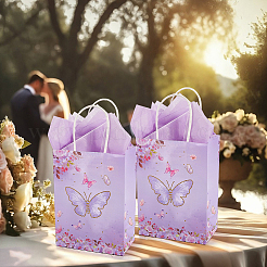16 bolsa de embalaje de papel con estampado de mariposas en 2 colores&nbsp;ABAG-BBC0001-29A