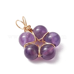 Подвески из натурального розового кварца/аметиста/сердолика/зеленого авантюрина/кварца с круглыми бусинами&nbsp;PALLOY-JF03468