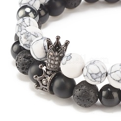 2шт 2 стиль кубический цирконий плетеный браслет из бисера&nbsp;BJEW-JB08050-01