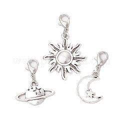 Подвески из сплава в тибетском стиле с открытыми железными соединительными кольцами и украшениями в виде застежек-клешней из цинкового сплава&nbsp;HJEW-JM03038