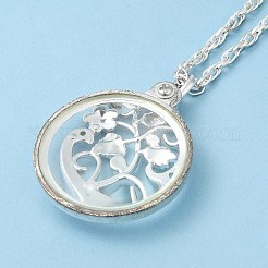 Halskette mit Legierungsblumen- und Glaslupenanhänger für Frauen&nbsp;LS-MAGL-PW0001-01S