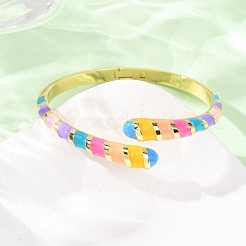 Bracelets manchettes en laiton émaillé serpent&nbsp;BJEW-A163-01G-05