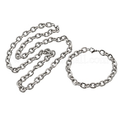Set di gioielli con bracciale e collana in acciaio inossidabile 304 con catene a cavo&nbsp;SJEW-L199-11P
