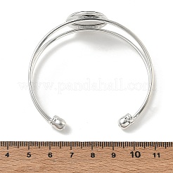 Bracelets manchettes plates rondes en laiton et nacre d'ormeau naturel&nbsp;BJEW-JB14484