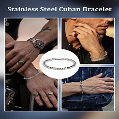 1шт 304 нержавеющая сталь кубинские звенья цепи браслеты для мужчин и женщин&nbsp;BJEW-LP0001-13B-P