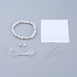 Bracelets extensibles perlés en howlite naturel feng shui&nbsp;BJEW-JB05021-04