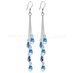 Серьги-капельки из латуни и стекла с кисточками&nbsp;FS-WG2E167-01