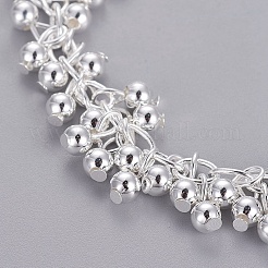 Braccialetti con ciondolo a sfera in ottone placcato color argento per donna&nbsp;BJEW-BB12451