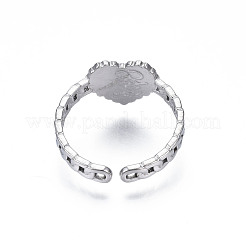 Не тускнеющее кольцо-манжета из нержавеющей стали 304 с надписью «люблю тебя» в форме сердца для женщин&nbsp;RJEW-S405-261P