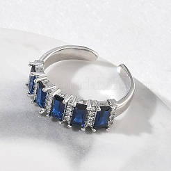 Anelli aperti con polsino in ottone micro pavé di zirconi cubici per donna&nbsp;RJEW-L343-16P