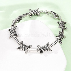 Bracelets punk en acier inoxydable 304 avec maillons barbelés pour femmes et hommes&nbsp;BJEW-C148-02AS