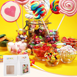 Складные бумажные подарочные пакеты с дырявой ручкой и пластиковым видимым окошком&nbsp;LS-ABAG-WH0038-52B-02