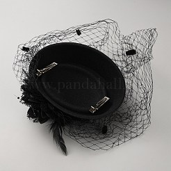 Женская шляпа с перьями для украшения вечеринки&nbsp;AJEW-WH0650-72