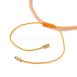 Регулируемые браслеты из плетеных бусин из натурального солнечного камня и семян&nbsp;BJEW-JB10181-02