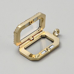 Ciondoli con cornice in lega con vetro&nbsp;PALLOY-WH0120-15G
