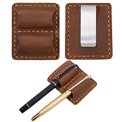 1 clip porta lápices y bolígrafos doble de cuero&nbsp;AJEW-CP0012-14A