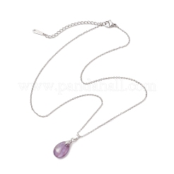 4 шт. 4 стиля ожерелья с подвесками в форме капли из натурального лабрадорита&nbsp;NJEW-JN05230