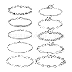 10шт 10 комплекта браслетов из нержавеющей стали&nbsp;BJEW-PH0004-48