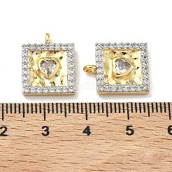 Латунные микропаве прозрачные подвески с фианитом&nbsp;KK-G555-13GP