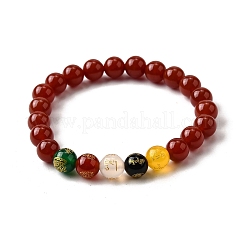 Braccialetti con perline rotonde di corniola naturale&nbsp;BJEW-M110-03A