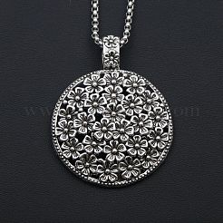 Плоские круглые с рельефным цветком ожерелья из сплава с подвеской для женщин&nbsp;FS-WG15FE6-01