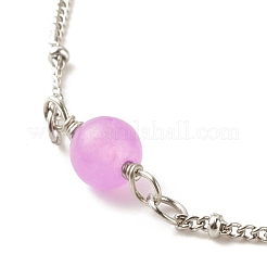 Tobilleras de jade blanco teñido natural y jade de Malasia para mujer&nbsp;AJEW-AN00476-04