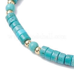 2 шт. эластичные браслеты из бусин натурального магнезита и окрашенной синтетической бирюзы для женщин&nbsp;BJEW-JB13217