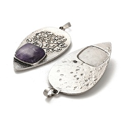 Большие квадратные подвески из натурального аметиста&nbsp;G-F763-07AS-07