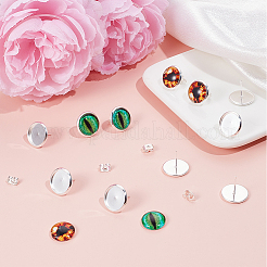 50 шт. плоские круглые серьги-гвоздики из нержавеющей стали 304&nbsp;STAS-BBC0005-84D