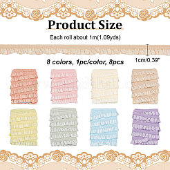 8 Stück 8 Farben 1 m Polyester gerüschter elastischer Spitzenbesatz&nbsp;OCOR-NB0001-93A
