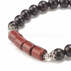 Ensemble de bracelets extensibles en hématite synthétique et bois naturel 2pcs 2 styles&nbsp;BJEW-JB07941