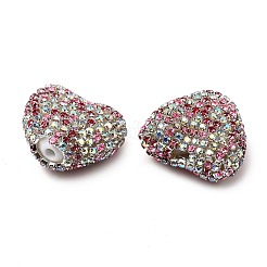 Сверкающие акриловые бусины в форме сердца с украшением из страз&nbsp;OACR-NH0001-02B-02