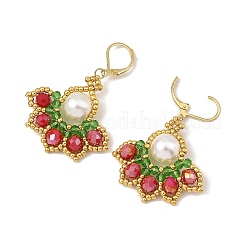Pendientes navideños de acero inoxidable 304 con cuentas de vidrio y cierre de palanca.&nbsp;EJEW-MZ00822