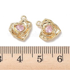 Valentinstag-Charms aus Messing mit Mikropavé-Kubikzirkonia&nbsp;KK-P355-15G-02