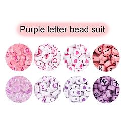 8 стиль розовых и фиолетовых непрозрачных акриловых бусин серии&nbsp;MACR-YW0001-50